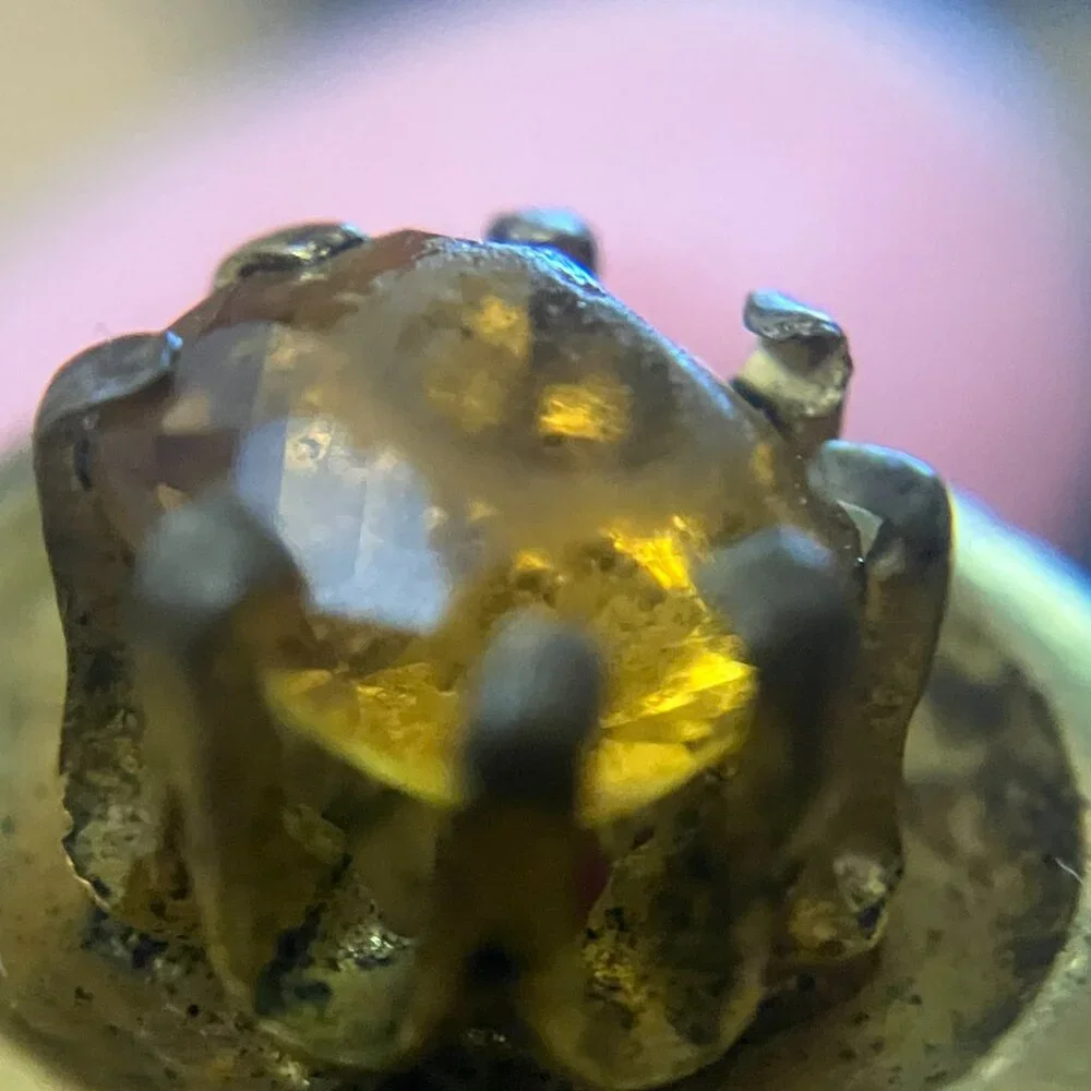 Unique Victorian Collar Buttons / Cufflinks with Amber Colored Stones